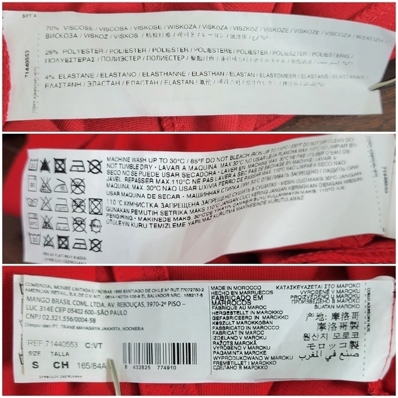 Mango Red Strapless Peplum Knee Length Cocktail Pencil Dress Women's Size XS - Picture 5 of 10